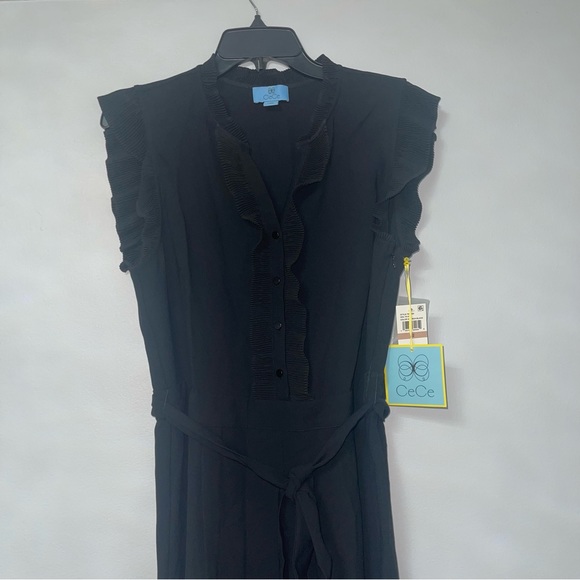 CeCe By Cynthia Steffe Plissa Trim Jumpsuit In Rich Black - Size 12 NWT- Reemoly - Picture 5 of 15
